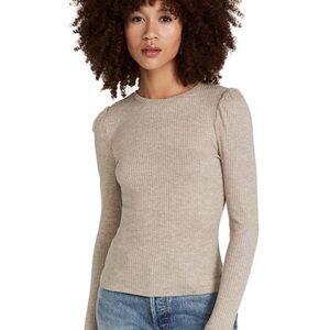 Z Supply Ribbed Puff Sleeve Top CREAM